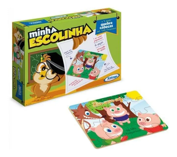 Rompecabezas infantil Los tres cerditos, 15 piezas de madera